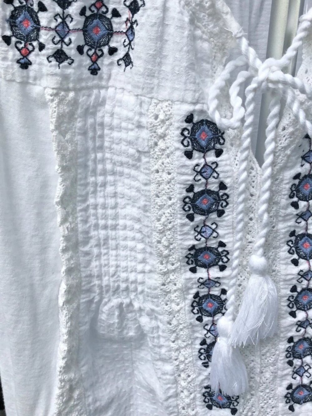 Lucky Brand Womens Sleeveless Boho Peasant Top White Embroidered Crochet Size S - Picture 5 of 10